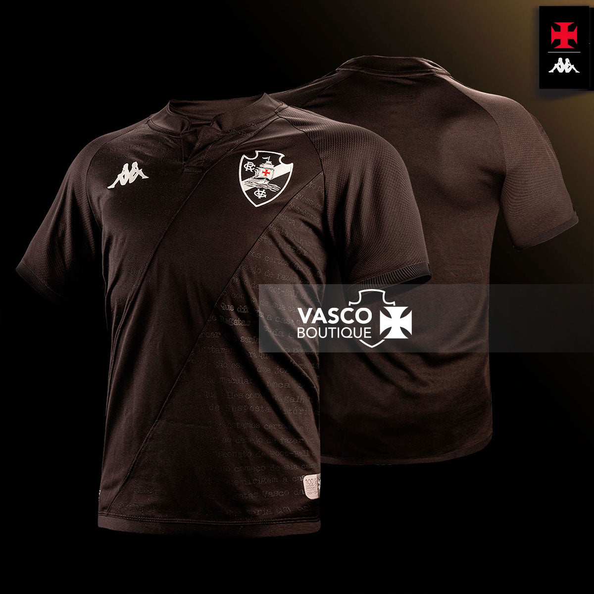 Blusa Vasco 3 2024 - 100 anos Resposta Histórica Kappa Feminina Preta