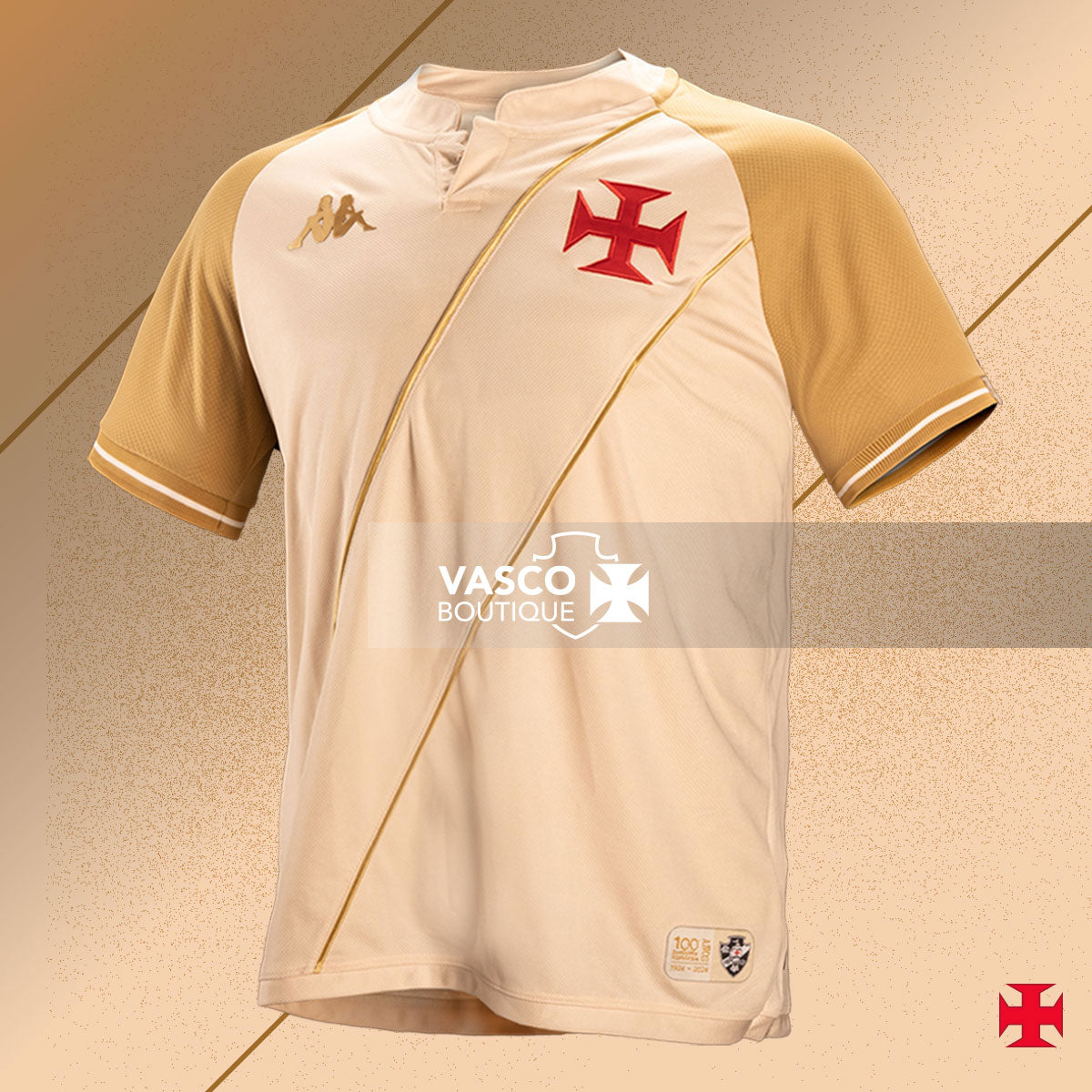Blusa Vasco 3 2024 - 100 anos Resposta Histórica Kappa Feminina Bege