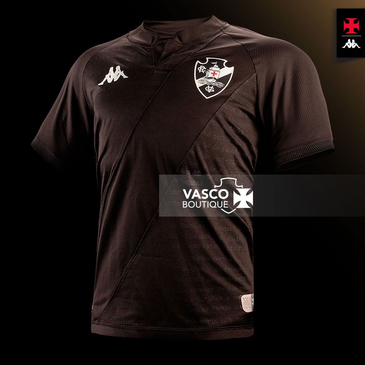 Blusa Vasco 3 2024 - 100 anos Resposta Histórica Kappa Feminina Preta